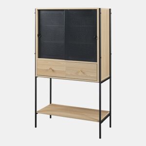 Aparador alto Tysnes com 2 portas 140x80x40 cm - Efeito pretocarvalho em casa.