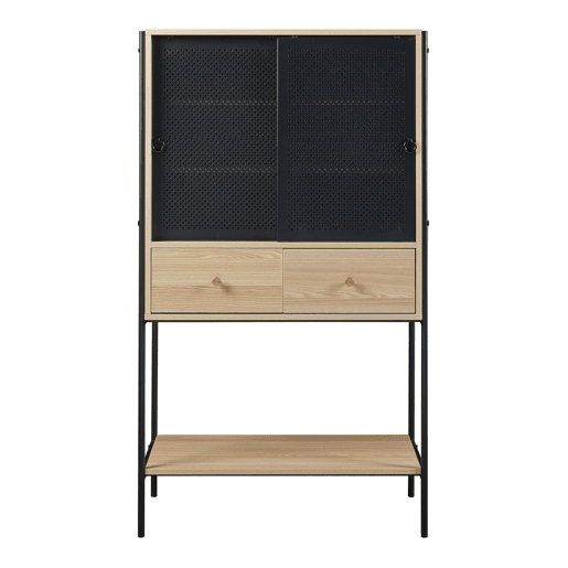Aparador alto Tysnes com 2 portas 140x80x40 cm - Efeito pretocarvalho em casa.