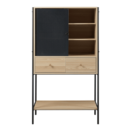 Aparador alto Tysnes com 2 portas 140x80x40 cm - Efeito pretocarvalho em casa.