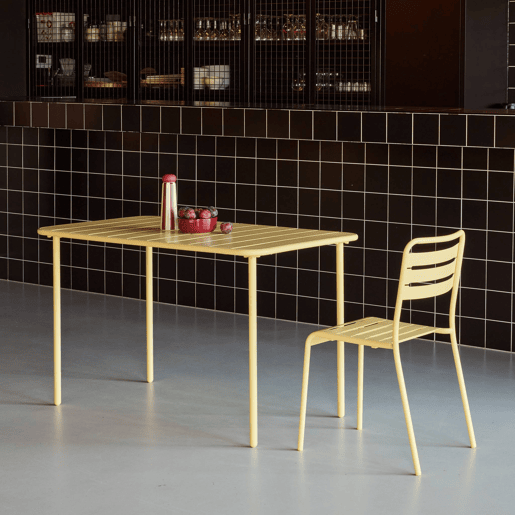 Mesa de jardim metálica de 4 lugares, Amelia 120cm, Amarelo, 120x70x72.5 cm Mesa de jardim metálica de 4 lugares, Amelia 120cm, Amarelo, 120x70x72.5 cm