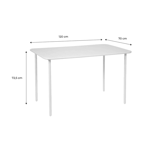 Mesa de jardim metálica de 4 lugares, Amelia 120cm, Amarelo, 120x70x72.5 cm Mesa de jardim metálica de 4 lugares, Amelia 120cm, Amarelo, 120x70x72.5 cm