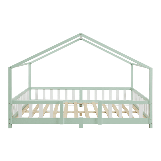 Cama de criança Treviolo forma de casa pinho + colchão 120x200cm - Verde menta en.casa