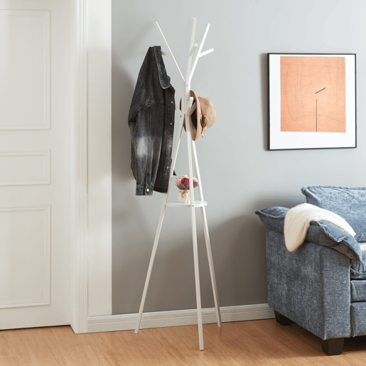 Bengaleiro de pé metálico Edet 179x48x48 cm - Branco en.casa
