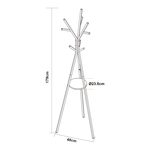 Bengaleiro de pé metálico Edet 179x48x48 cm - Branco en.casa