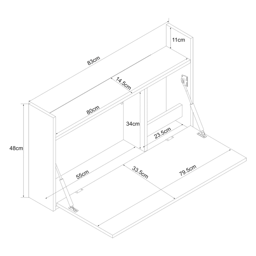 Secretária dobrável Rautalampi com 2 compartimentos em aglomerado deslizante (AxLxP) 48 x 83 x 48 cm - Carvalho en.casa
