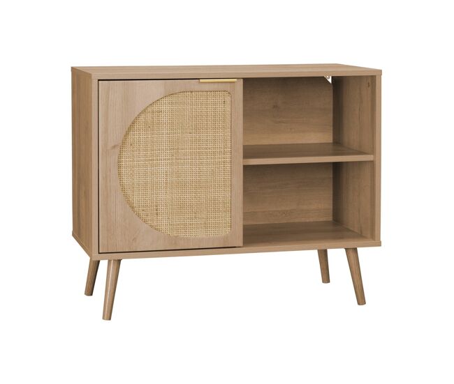 Aparador estilo escandinavo con madera redondeada, 80cm natural - 80x39x65.8 cm