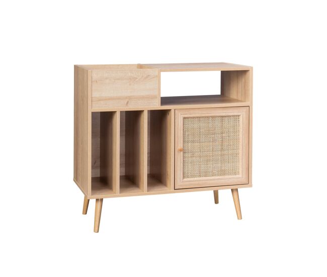 Muebles de vinilo con decoración de caña y madera natural - 83x39x77 cm