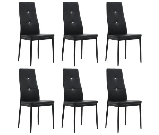 Vidaxl sillas de comedor 6 unidades cuero sintético negro