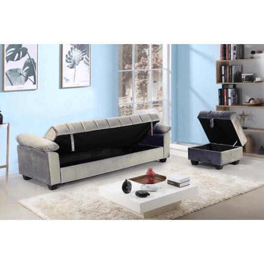 Sofá Cama Yadhi com Puff Sofá Cama Yadhi com Puff