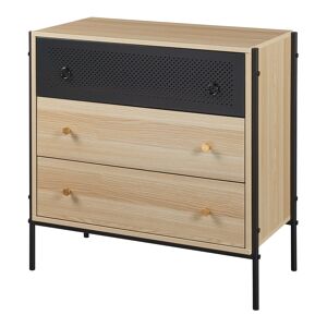 Aparador Tysnes com 3 gavetas 80x80x40cm - Efeito carvalhopreto en.casa