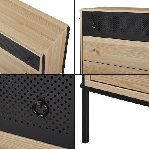 Aparador Tysnes com 3 gavetas 80x80x40cm - Efeito carvalhopreto en.casa