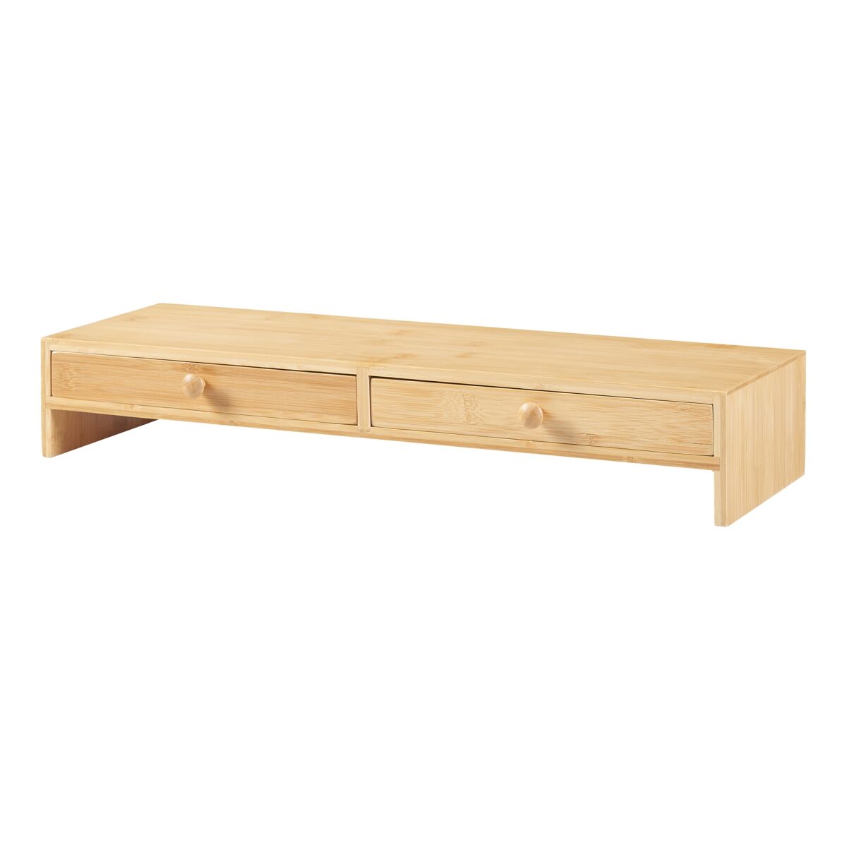 Soporte para monitor hallstahammar con 2 cajones bambú 56x18x10cm - natural [en.casa]