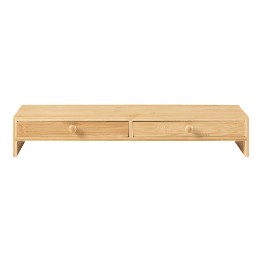 Suporte para monitor Hallstahammar com 2 gavetas em bambu 56x18x10cm - Natural en.casa