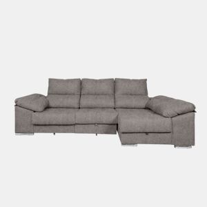 Sofá-cama Yago Chaise Longue. Poltrona reclinável, com Arcon + 2 pufes