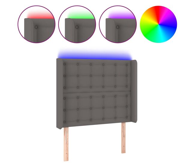 Cabecero con led cuero sintético gris 93x16x118/128cm