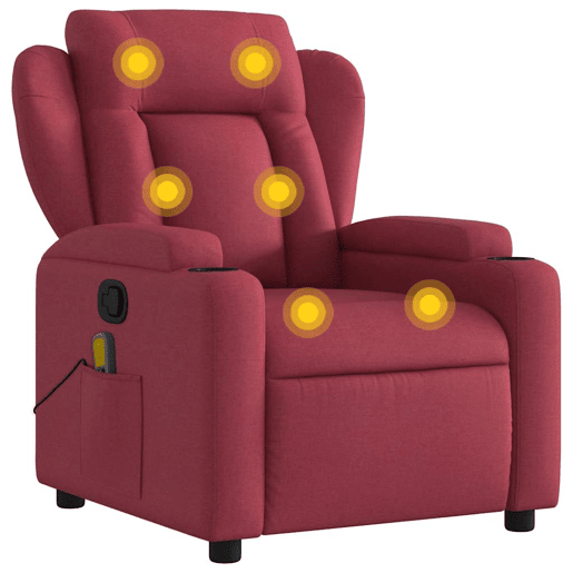 vidaXL Poltrona de massagens reclinável tecido vermelho tinto vidaXL Poltrona de massagens reclinável tecido vermelho tinto