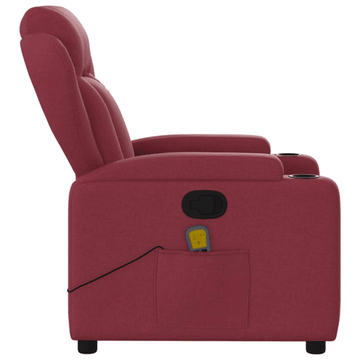 vidaXL Poltrona de massagens reclinável tecido vermelho tinto vidaXL Poltrona de massagens reclinável tecido vermelho tinto