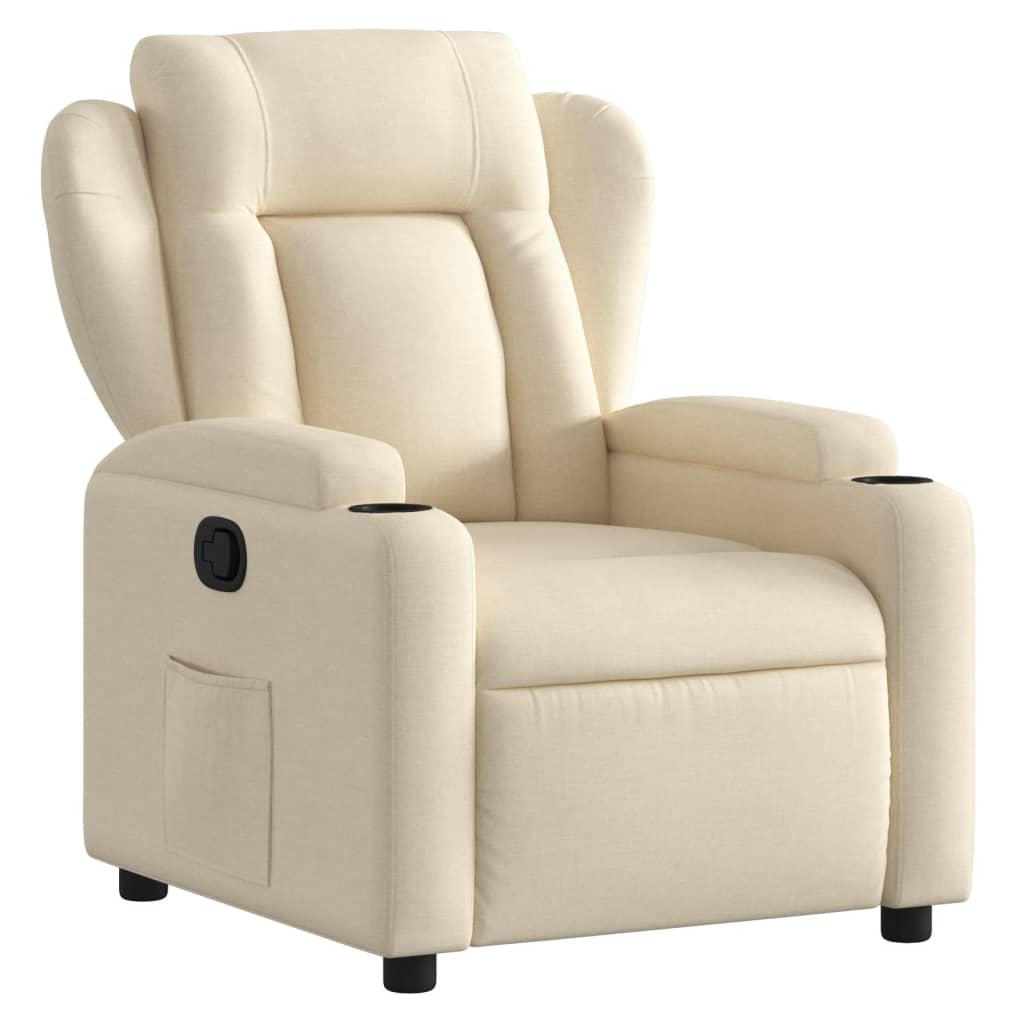 Vidaxl sillón reclinable de tela color crema