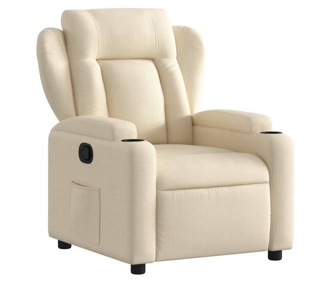 Vidaxl sillón reclinable de tela color crema