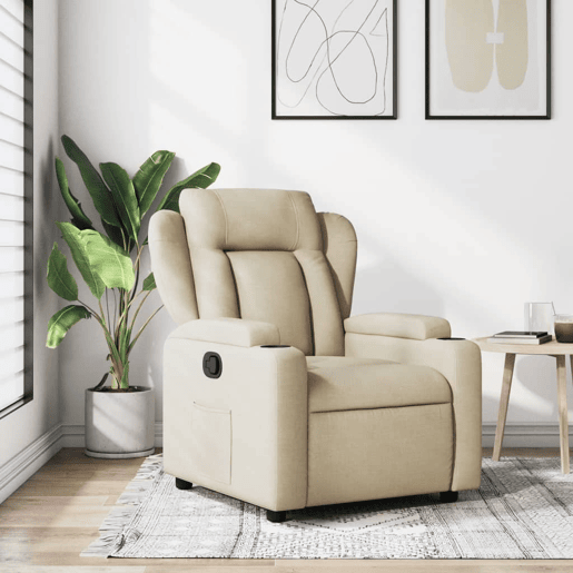 vidaXL Poltrona reclinável em tecido creme