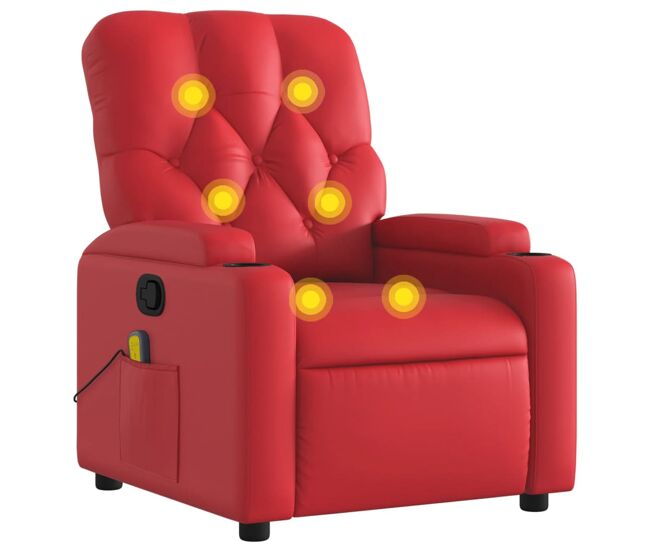 Vidaxl sillón de masaje reclinable cuero sintético rojo