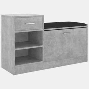 vidaXL Banco sapateira 94,5x31x57cm derivados madeira cinzento cimento