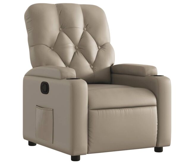 Vidaxl sillón reclinable de cuero sintético color capuchino