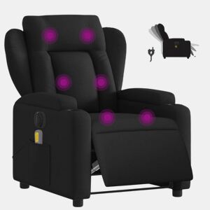 vidaXL Poltrona reclinável de massagens elétrica tecido preto