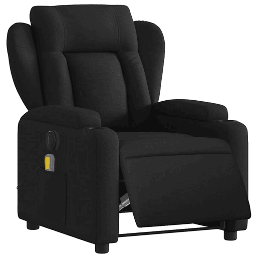 vidaXL Poltrona reclinável de massagens elétrica tecido preto