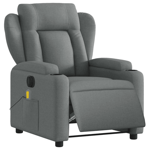 vidaXL Poltrona reclinável de massagens elétrica tecido cinza-escuro vidaXL Poltrona reclinável de massagens elétrica tecido cinza-escuro