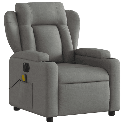 vidaXL Poltrona reclinável de massagens elétrica tecido cinza-escuro vidaXL Poltrona reclinável de massagens elétrica tecido cinza-escuro