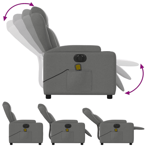 vidaXL Poltrona reclinável de massagens elétrica tecido cinza-escuro vidaXL Poltrona reclinável de massagens elétrica tecido cinza-escuro