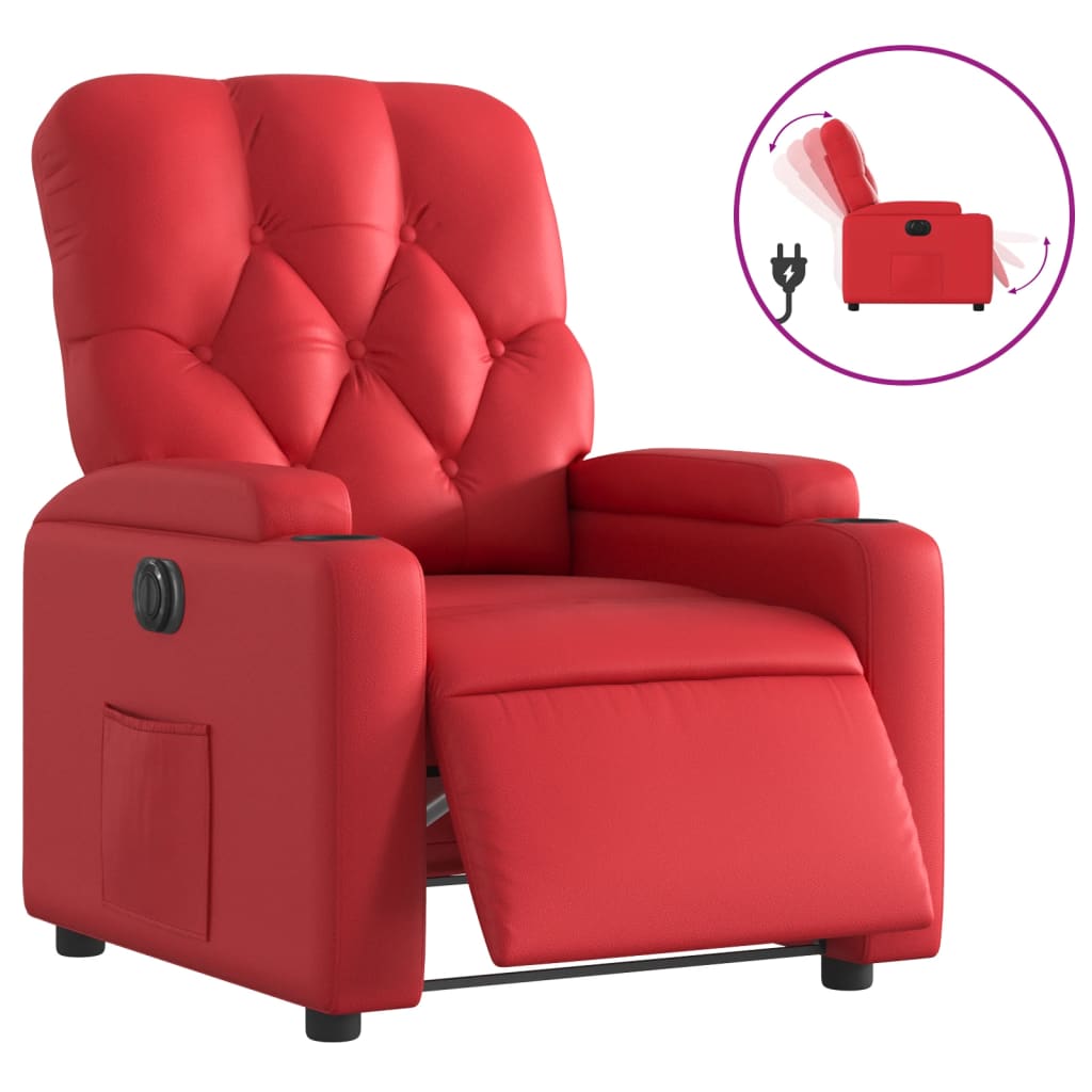 Vidaxl sillón reclinable eléctrico de cuero sintético rojo