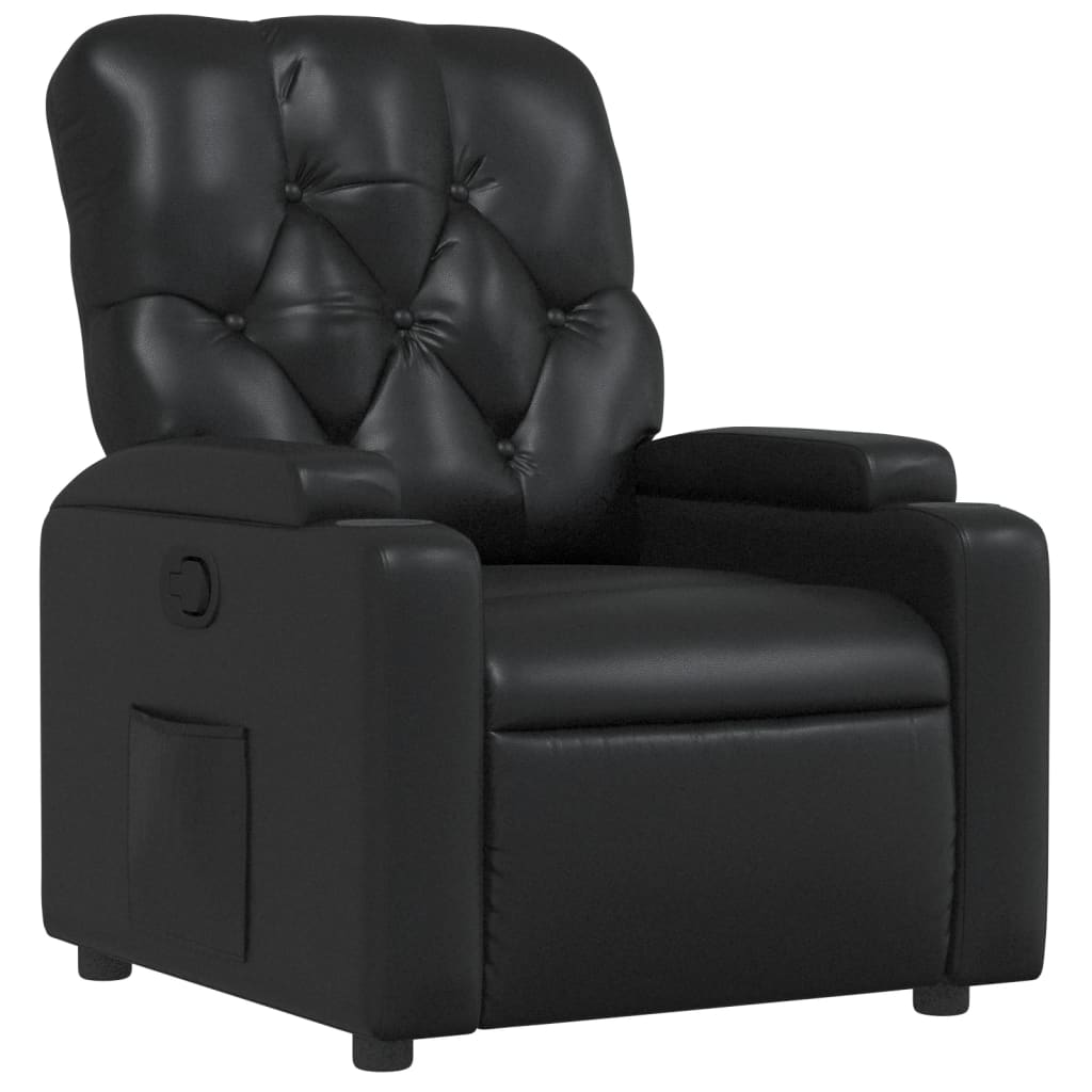 Vidaxl sillón reclinable de cuero sintético negro