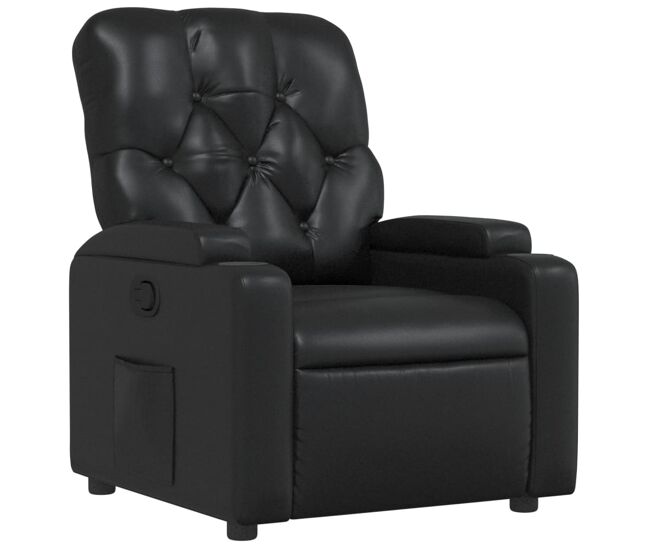 Vidaxl sillón reclinable de cuero sintético negro