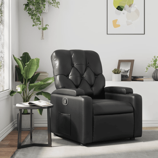 vidaXL Poltrona reclinável couro artificial preto vidaXL Poltrona reclinável couro artificial preto