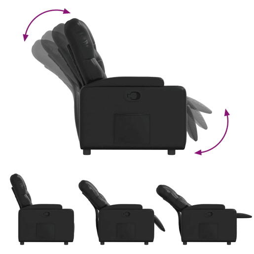 vidaXL Poltrona reclinável couro artificial preto vidaXL Poltrona reclinável couro artificial preto