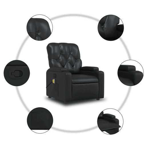vidaXL Poltrona reclinável couro artificial preto vidaXL Poltrona reclinável couro artificial preto