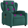 vidaXL Poltrona de massagens reclinável tecido verde-escuro