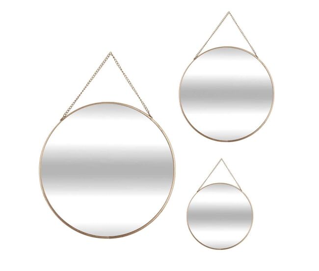 Well home set de 3 espejos redondos con cadena