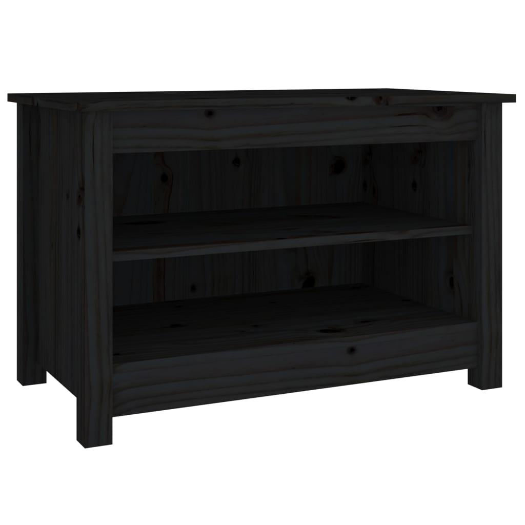 Vidaxl banco zapatero madera de pino maciza negro 70x38x45,5 cm