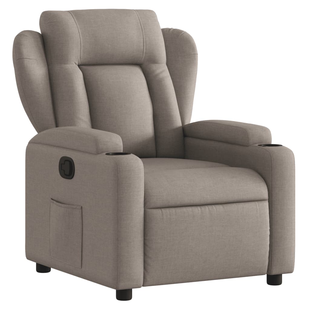 Vidaxl sillón reclinable de tela gris taupe