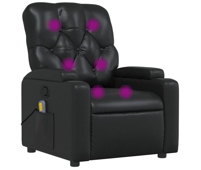 Vidaxl sillón de masaje reclinable cuero sintético negro