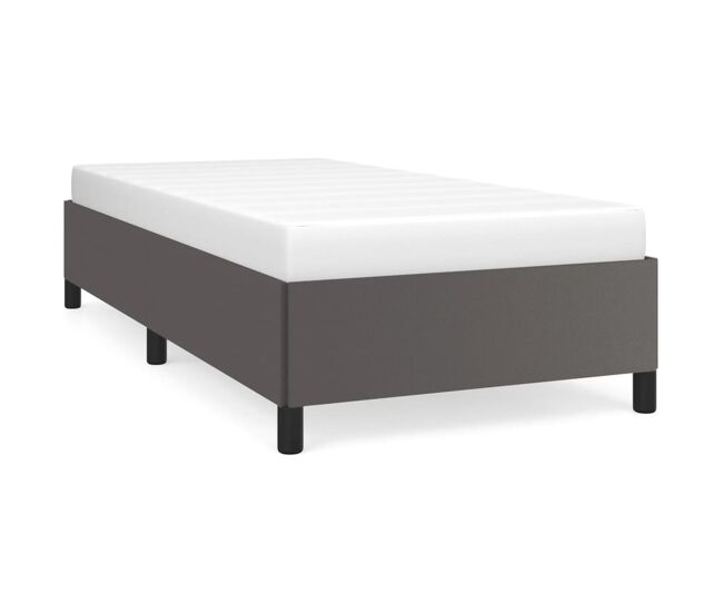 Estructura de cama cuero sintético gris 80x200 cm