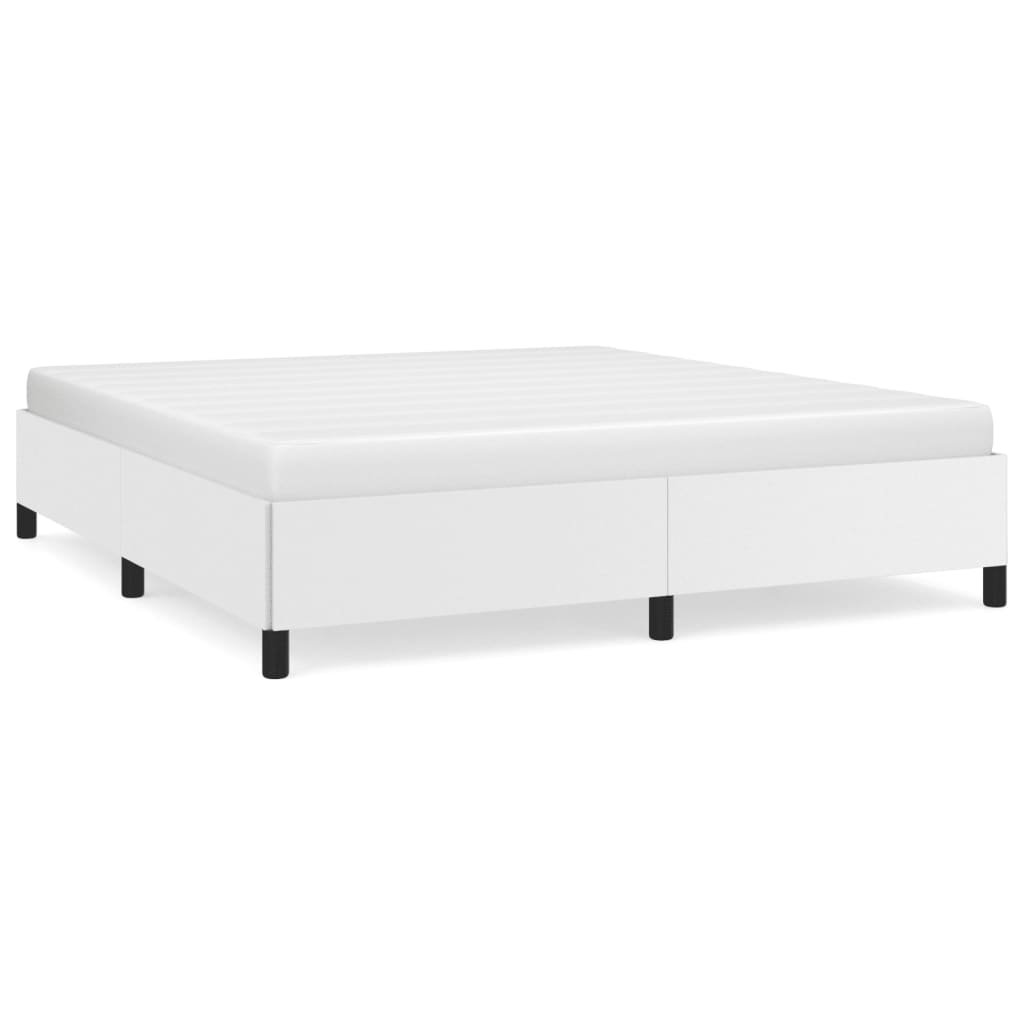 Estructura de cama de cuero sintético blanco 160x200 cm