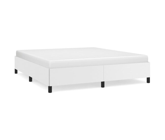 Estructura de cama de cuero sintético blanco 160x200 cm