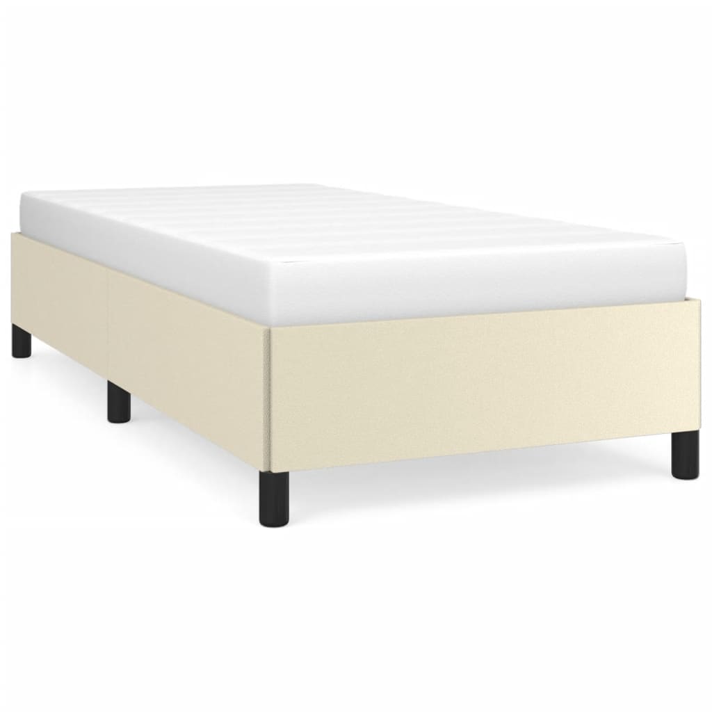 Estructura de cama cuero sintético color crema 80x200 cm