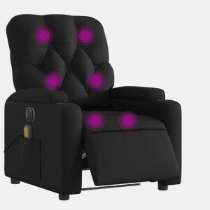 vidaXL Poltrona massagens reclinável elétrica couro artificial preto