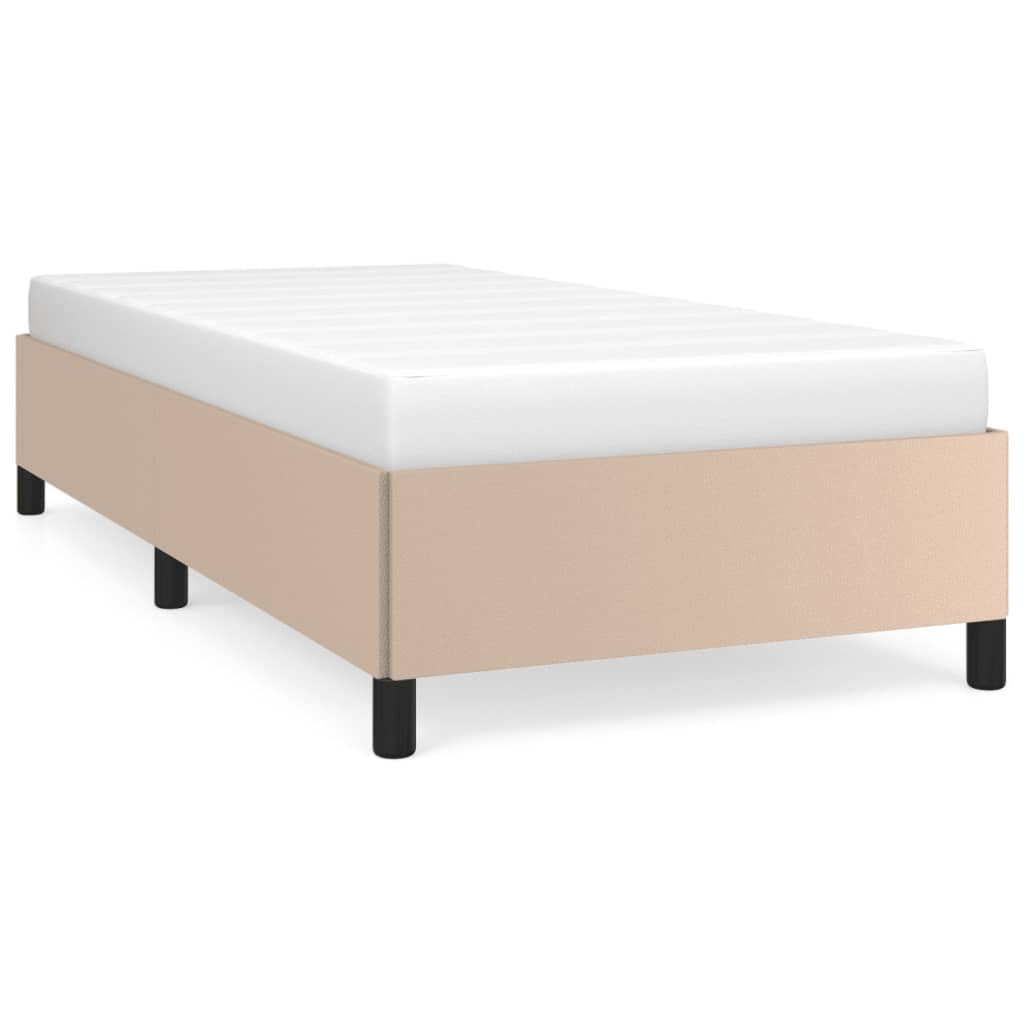 Estructura de cama cuero sintético color capuchino 90x190 cm