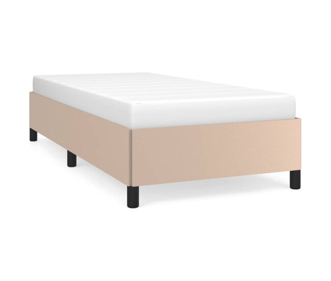 Estructura de cama cuero sintético color capuchino 90x190 cm